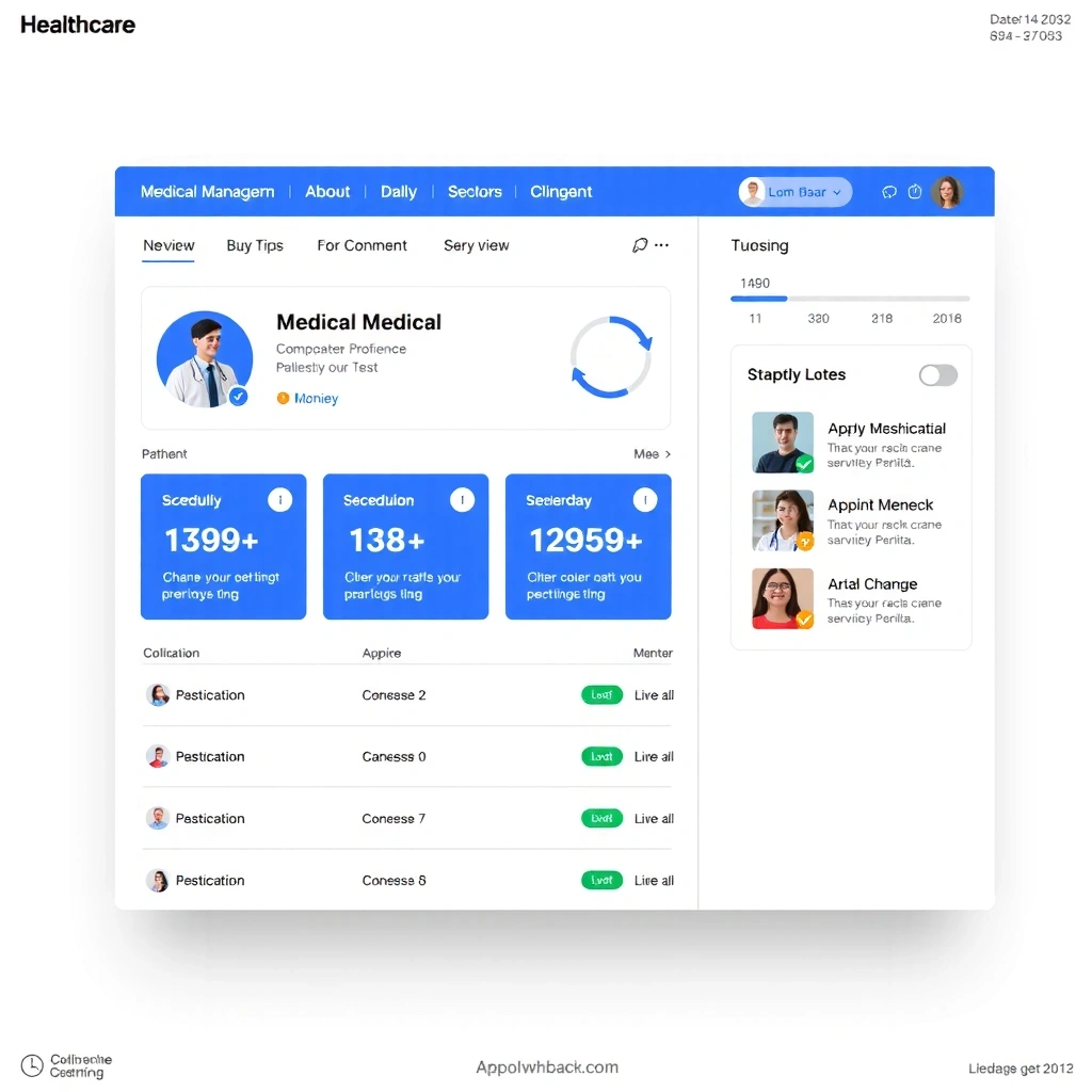 Healthcare Management System - Clean medical interface design with patient portal
