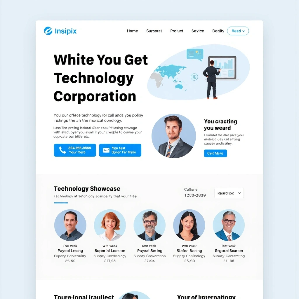 Technology Corporation Website - Professional corporate design with interactive elements
